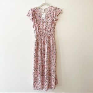 Mama Pink Floral Midi Maternity Dress